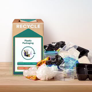 Plastic waste displayed outside Zero Waste Box