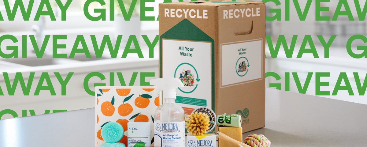 Giveaway products displayed besides a Zero Waste Box